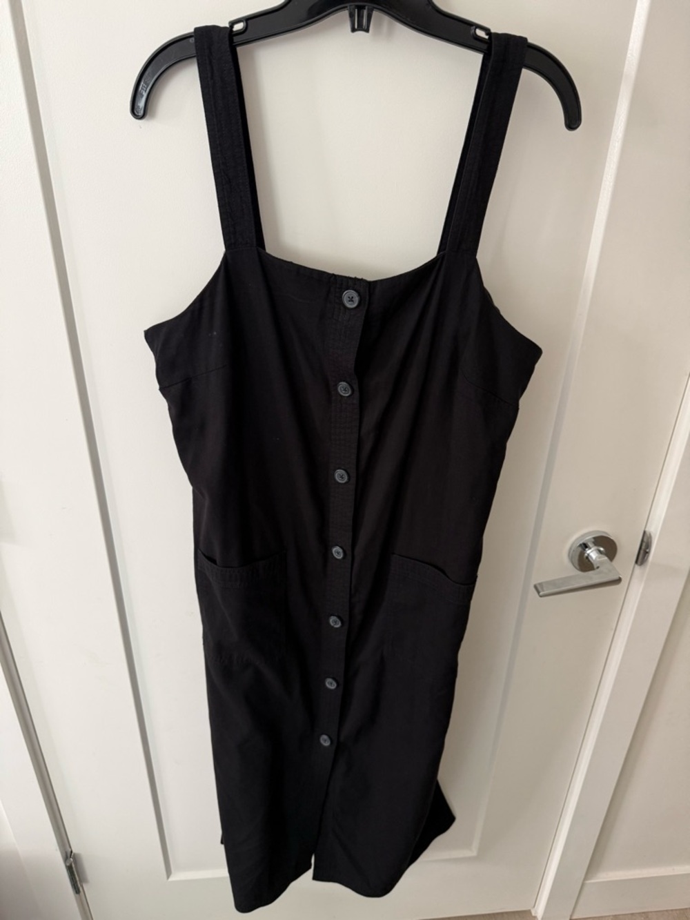 Joe Fresh Black Button-Front Dress with Patch Pockets large
